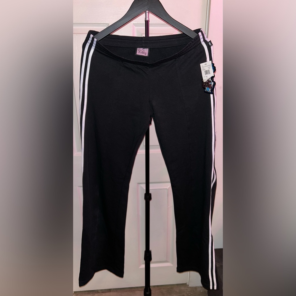 LA Kitty Tomcat Couture Low Rise Pants with White Stripes, NWT,Y2K
